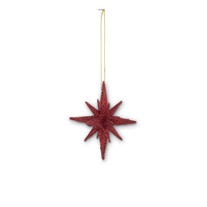 Red 9 Point Glitter Star Ornament-2.5"