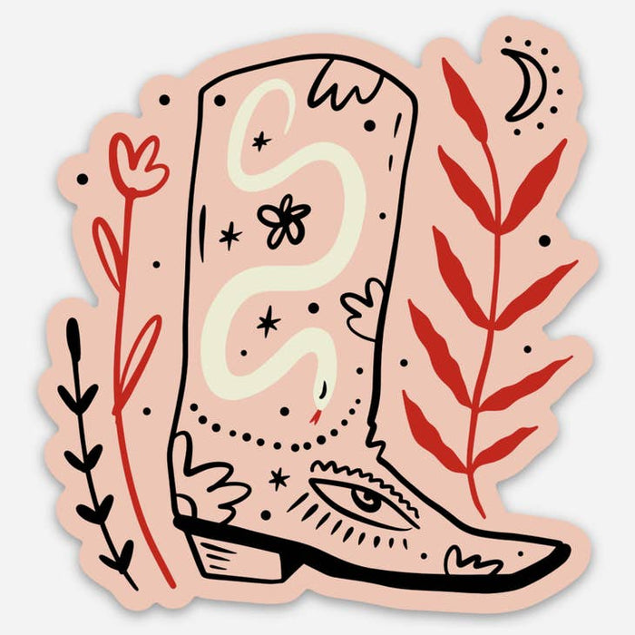 Pink Voodoo Cowboy Boot Sticker