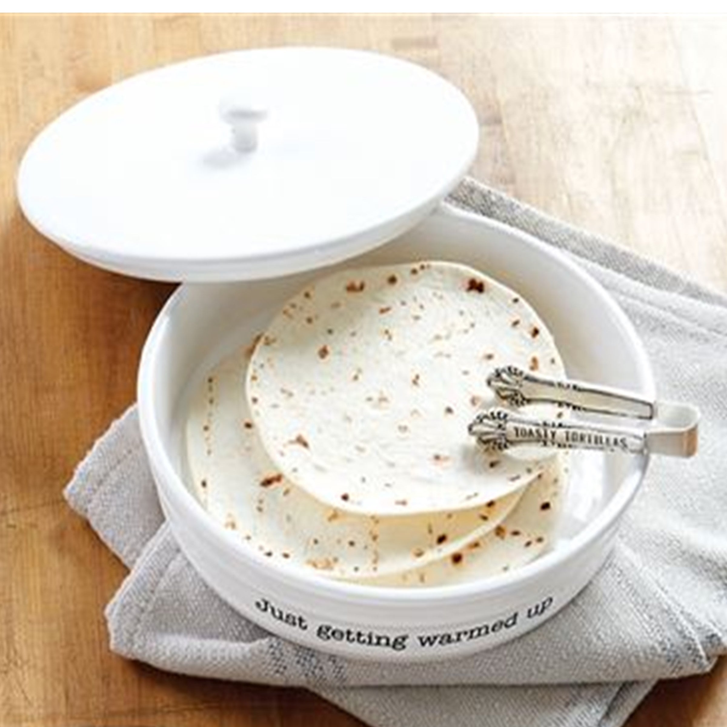 Mud pie ceramic tortilla warming dish set of deals 3